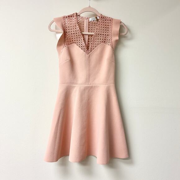 Sandro Paris Rebell Flutter Sleeve Fit & Flare Mini Dress Pink Women's 1 Small S - Picture 2 of 5